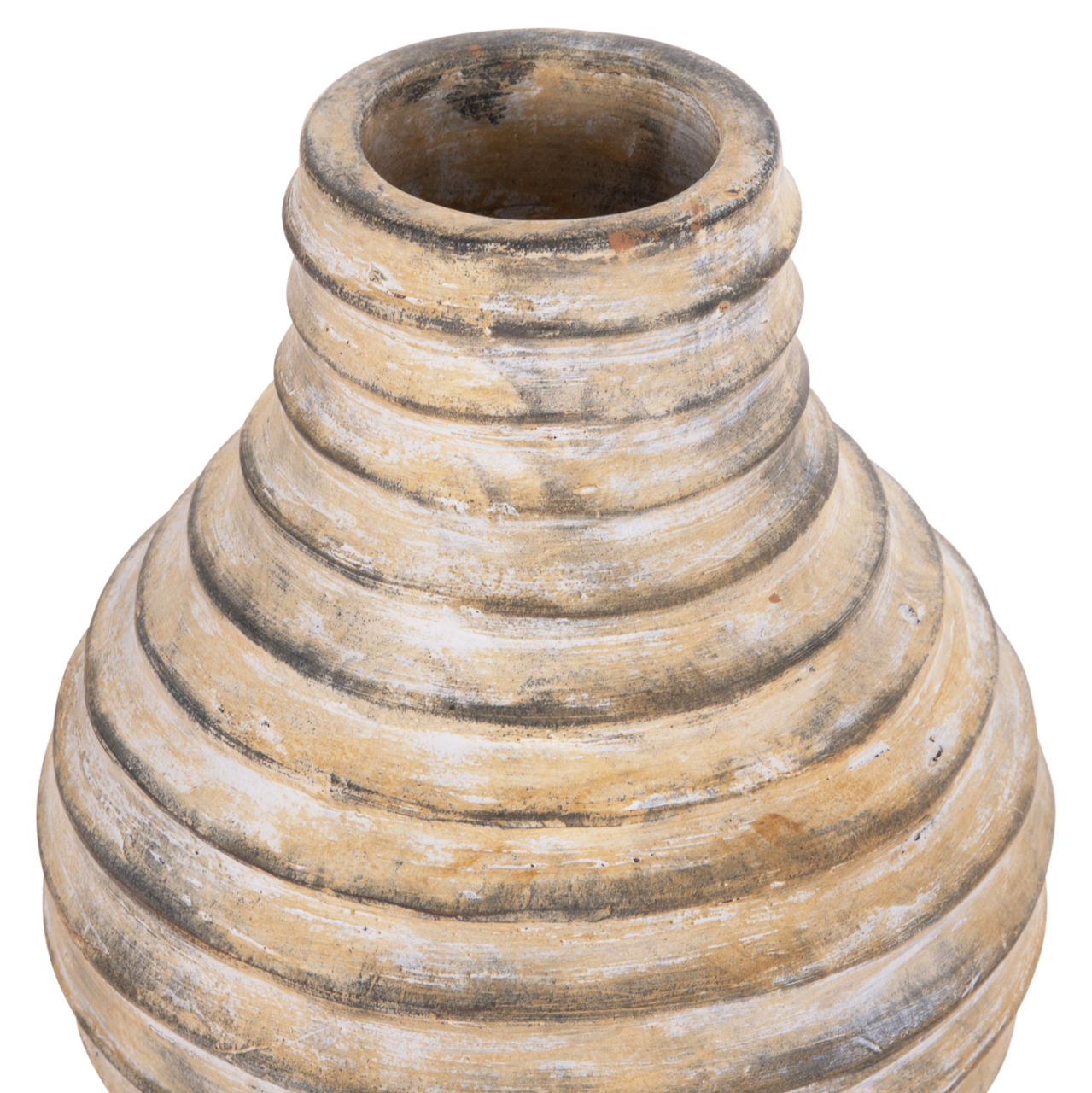 DECORATIVE TABLE VASE VERMO HM4401 TERRACOTTA IN BRUSHED BEIGE Φ27x30Hcm. [4]