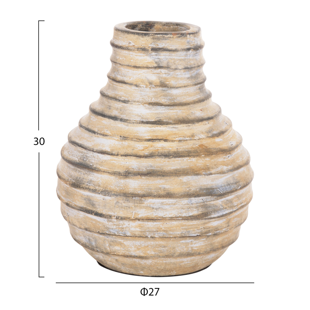 DECORATIVE TABLE VASE VERMO HM4401 TERRACOTTA IN BRUSHED BEIGE Φ27x30Hcm. [2]