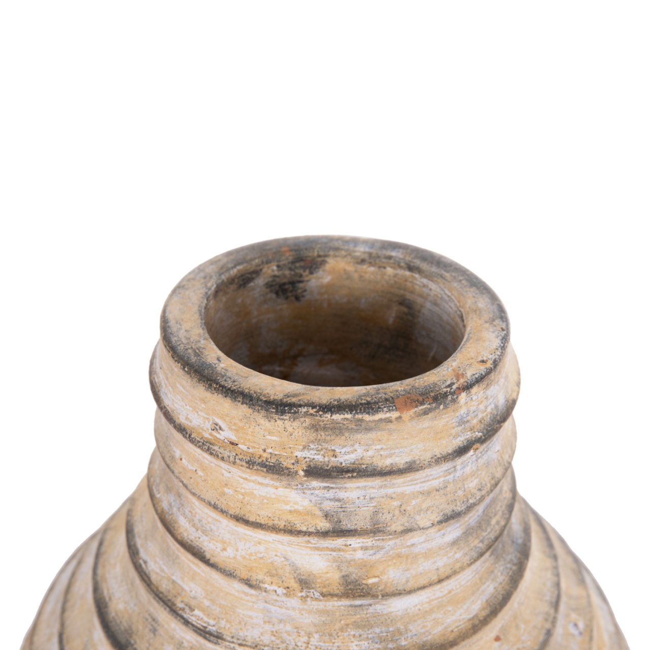 DECORATIVE TABLE VASE VERMO HM4401 TERRACOTTA IN BRUSHED BEIGE Φ27x30Hcm. [6]