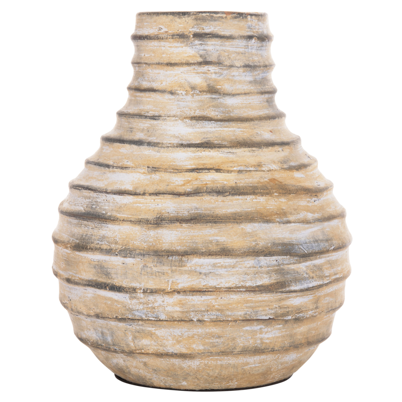 DECORATIVE TABLE VASE VERMO HM4401 TERRACOTTA IN BRUSHED BEIGE Φ27x30Hcm. [3]