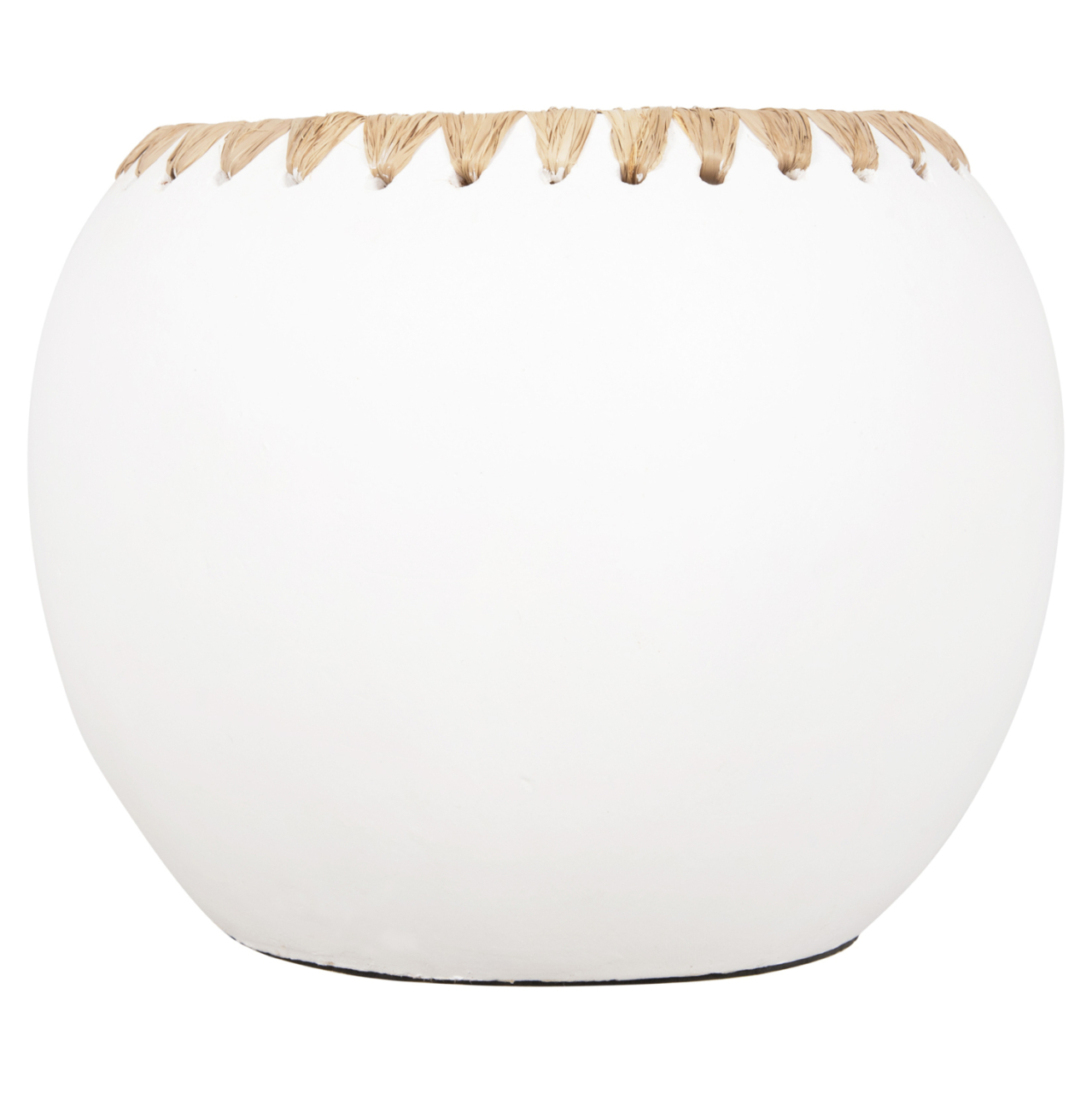 DECORATIVE VASE HM4375 TERRACOTTA IN WHITE WITH STRAW WEAVING ON THE RIM Φ29x23Hcm. [3]