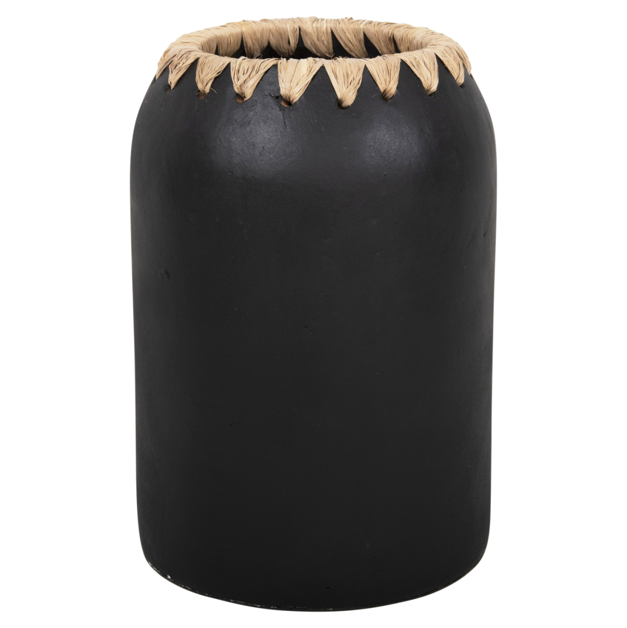 DECORATIVE VASE HM4376 TERRACOTTA IN WHITE WITH STRAW WEAVING ON THE RIM Φ21Χ32Hcm. [3]