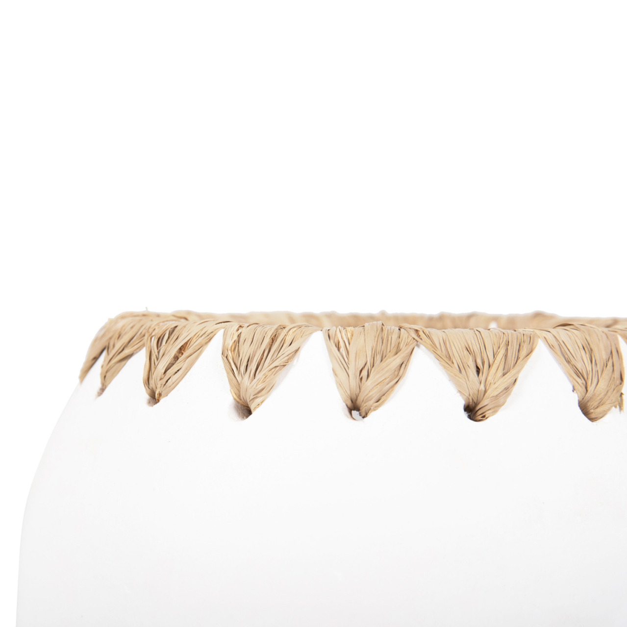 DECORATIVE VASE HM4377 TERRACOTTA IN WHITE WITH STRAW WEAVING ON THE RIM Φ21Χ32Hcm. [6]