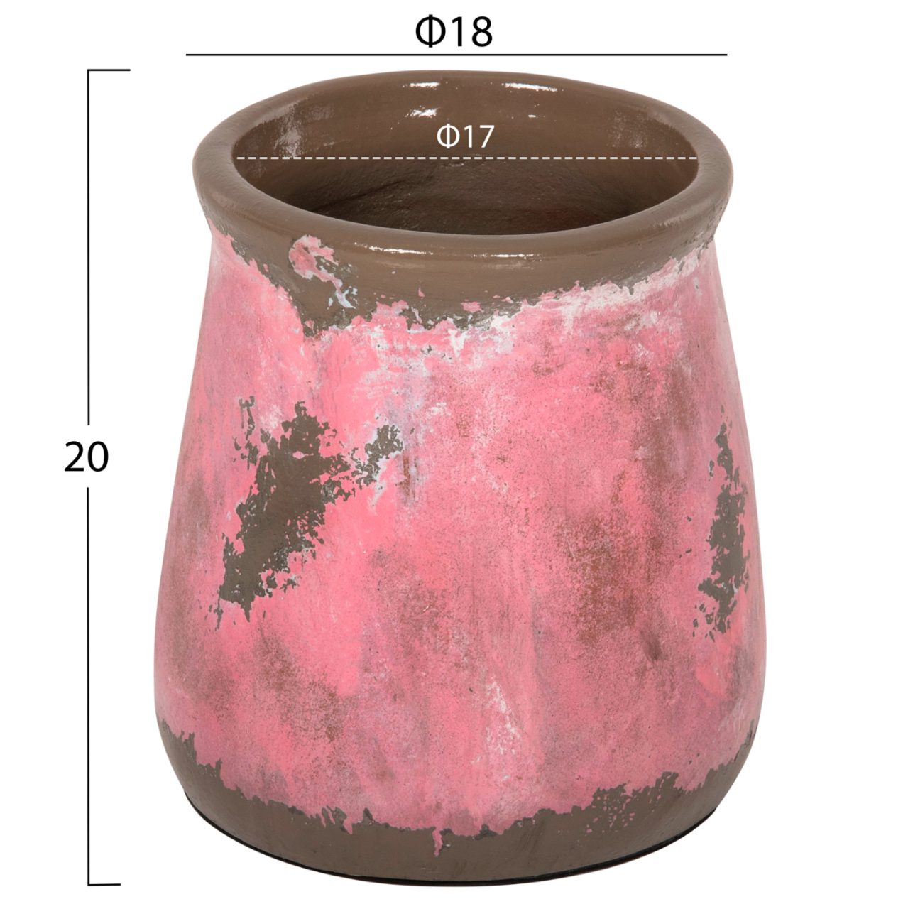 DECORATIVE VASE HM4381 TERRACOTTA IN PINK COLORING Φ18Χ20Hcm. [2]