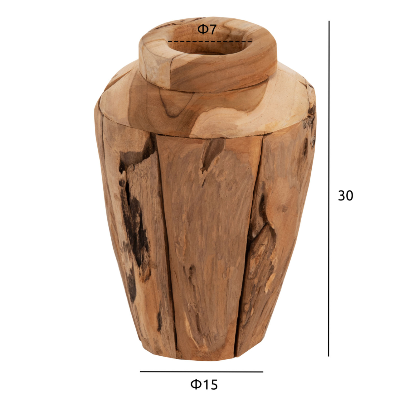DECORATIVE VASE HM7917 RECYCLED PIECES OF TEAK WOOD IN NATURAL COLOR Φ15x30Hcm. [2]