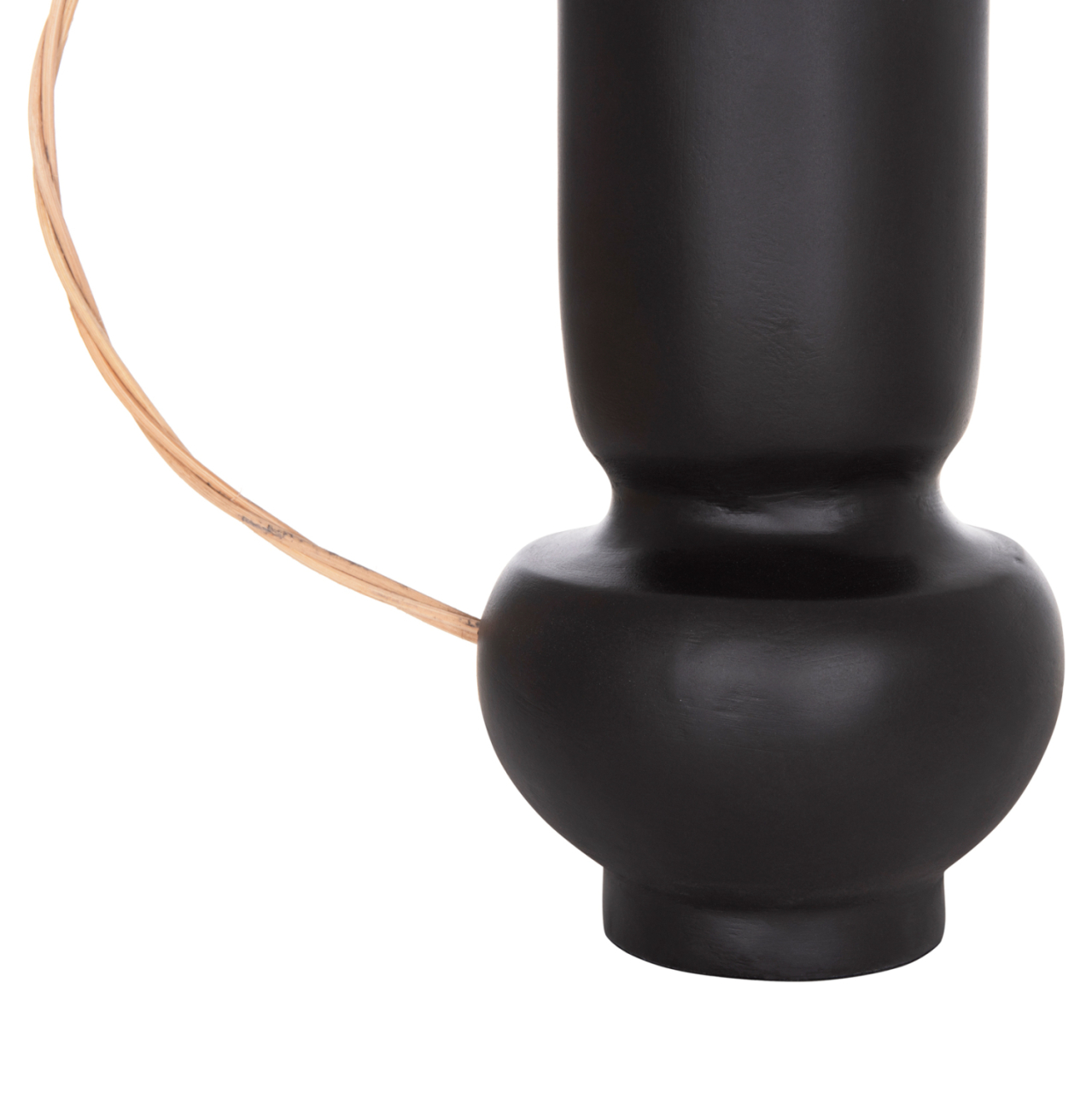 DECORATIVE VASE MIBO HM4688.01L TERRACOTTA IN BLACK--HANDLE NATURAL RATTAN 23x14x35Hcm [5]
