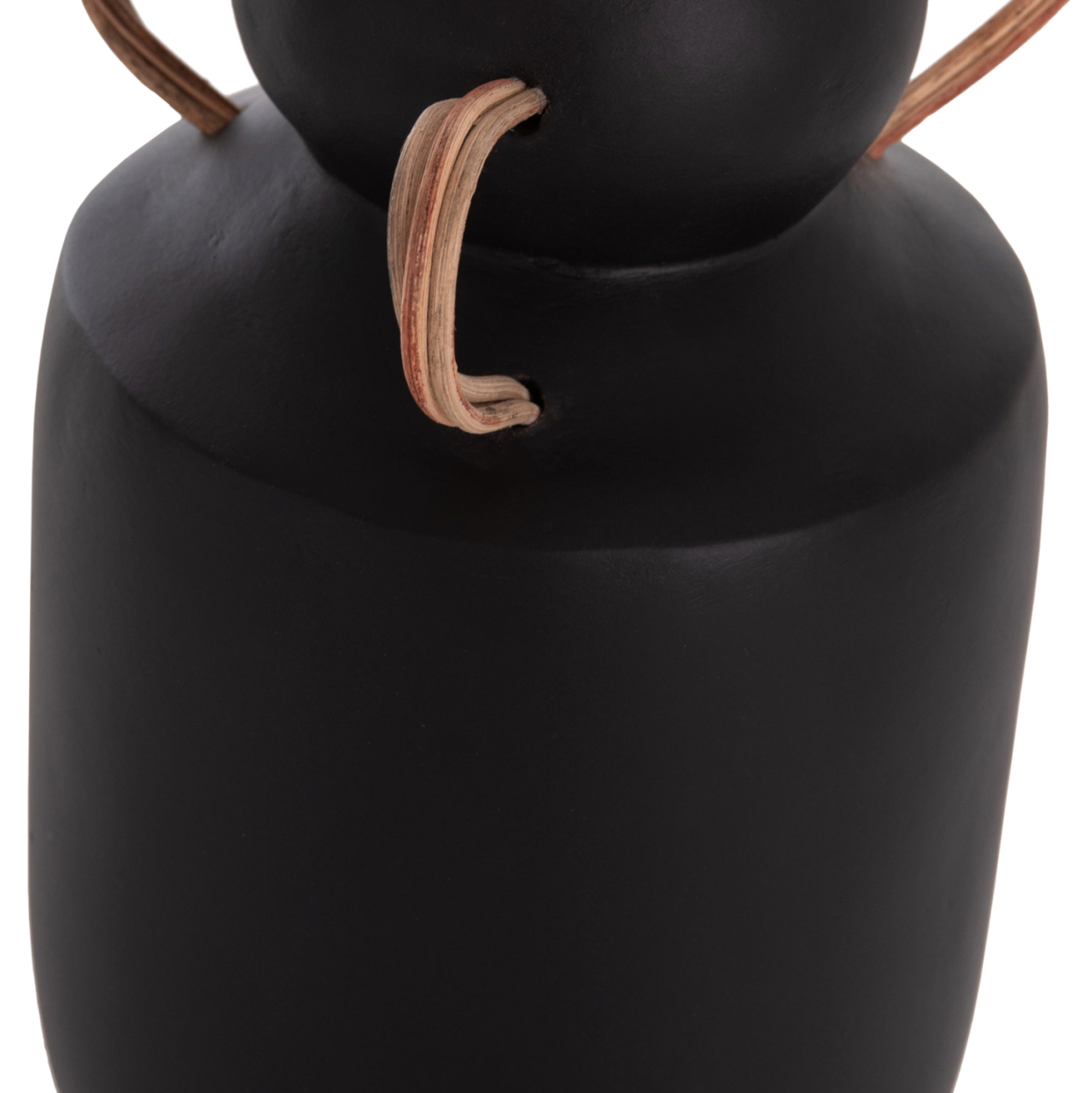 DECORATIVE VASE MIBO HM4688.01M TERRACOTTA IN BLACK--HANDLES NATURAL RATTAN Φ16.5x26Hcm. [10]