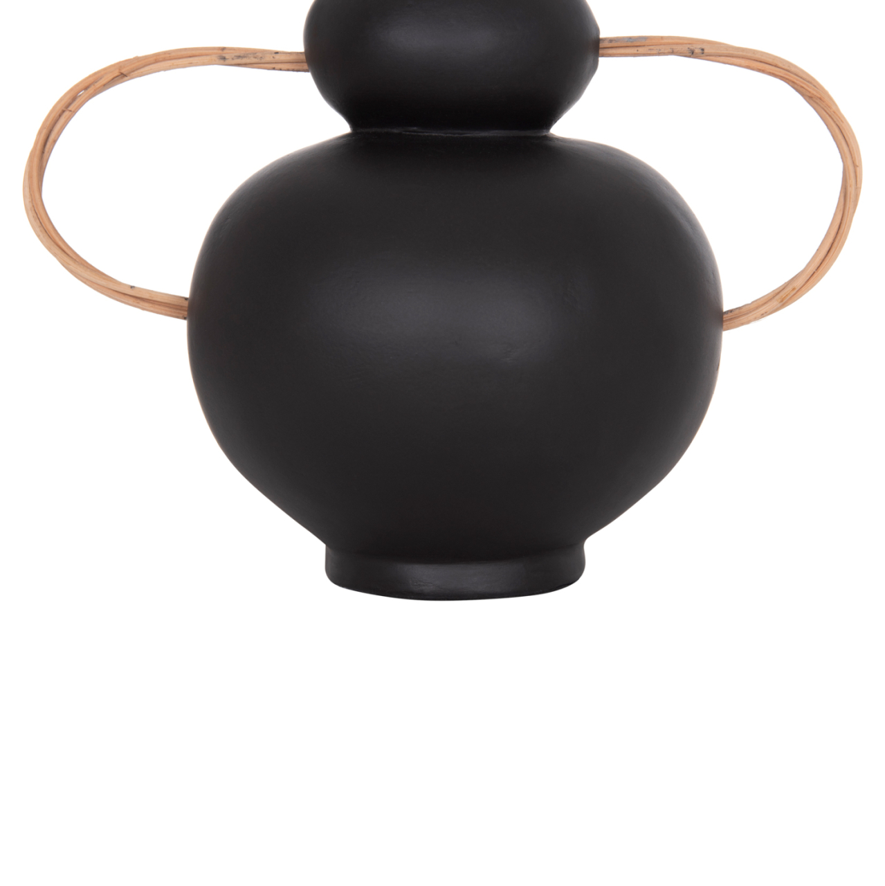 DECORATIVE VASE MIBO HM4688.01S TERRACOTTA IN BLACK--HANDLES NATURAL RATTAN 27x15x20Hcm [5]