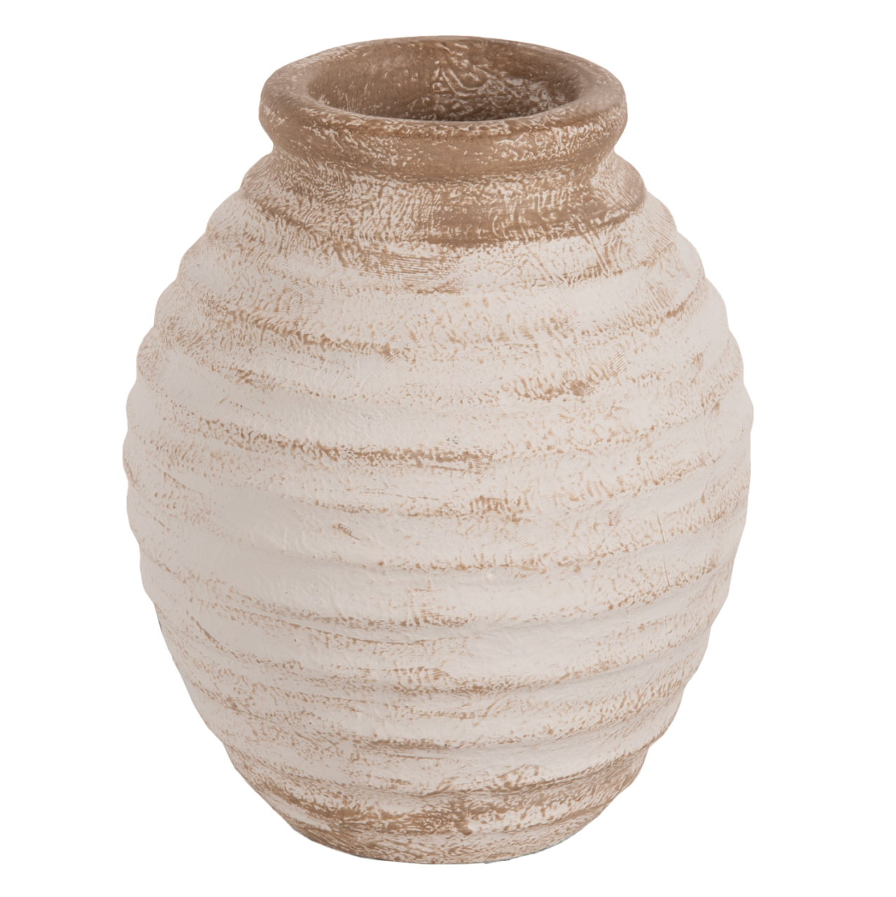 DECORATIVE VASE PYDNA HM7940 TERRACOTTA IN ANTIQUE WHITE-BEIGE COLORING Φ20x25Hcm. [1]