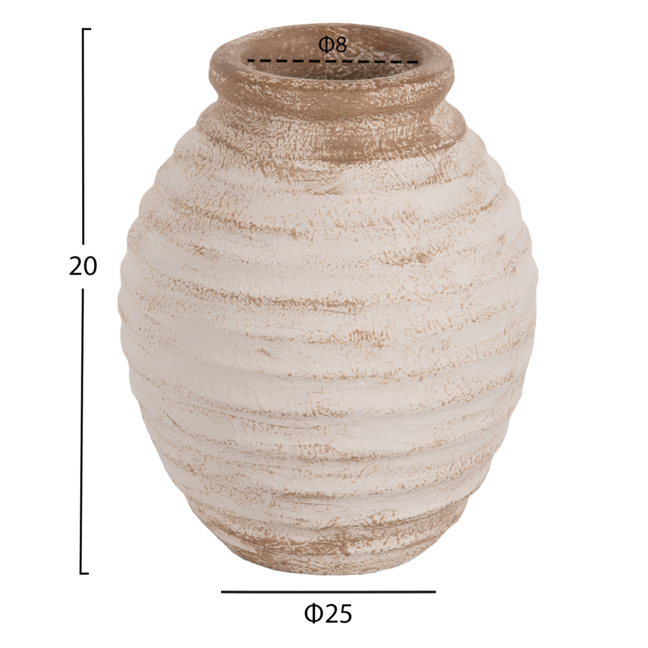 DECORATIVE VASE PYDNA HM7940 TERRACOTTA IN ANTIQUE WHITE-BEIGE COLORING Φ20x25Hcm. [2]