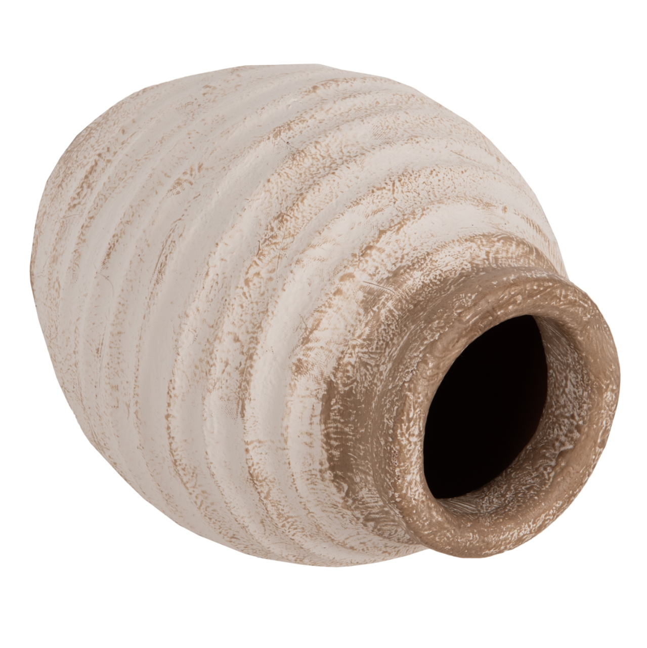 DECORATIVE VASE PYDNA HM7940 TERRACOTTA IN ANTIQUE WHITE-BEIGE COLORING Φ20x25Hcm. [4]