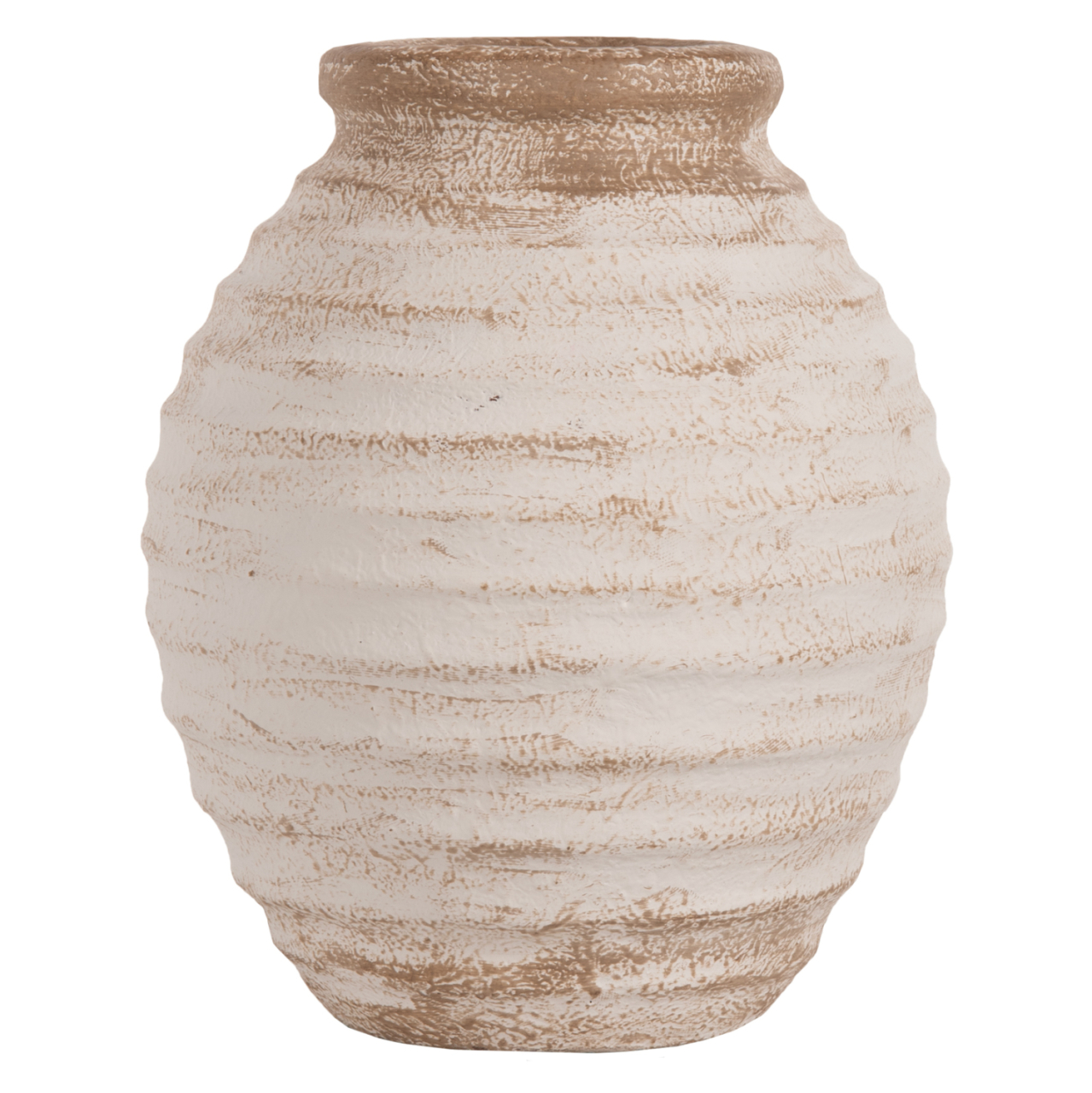 DECORATIVE VASE PYDNA HM7940 TERRACOTTA IN ANTIQUE WHITE-BEIGE COLORING Φ20x25Hcm. [3]