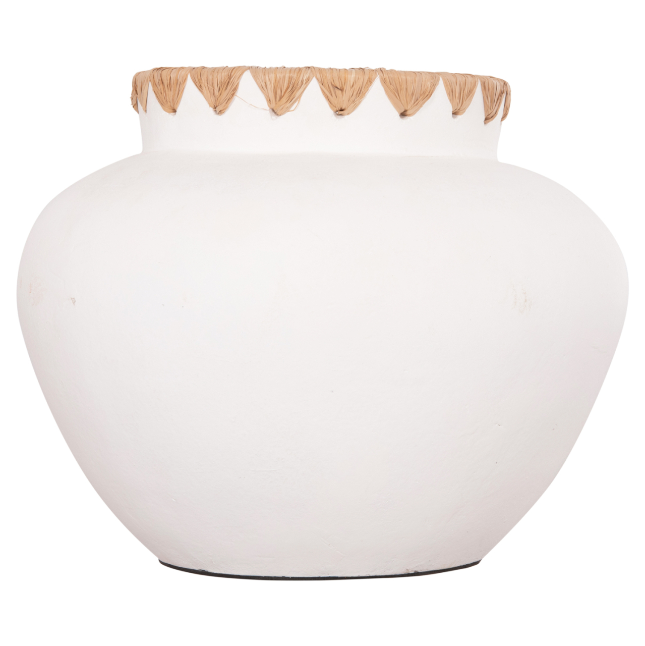 DECORATIVE VASE RENTON(L) ΗΜ4371 TERRACOTTA IN WHITE-STRAW WEAVING ON THE RIM Φ32x26.5Hcm. [3]