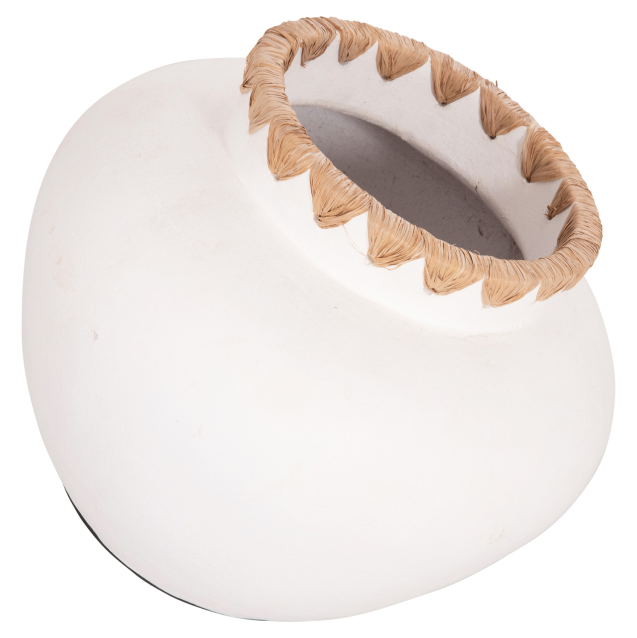 DECORATIVE VASE RENTON(L) ΗΜ4371 TERRACOTTA IN WHITE-STRAW WEAVING ON THE RIM Φ32x26.5Hcm. [4]