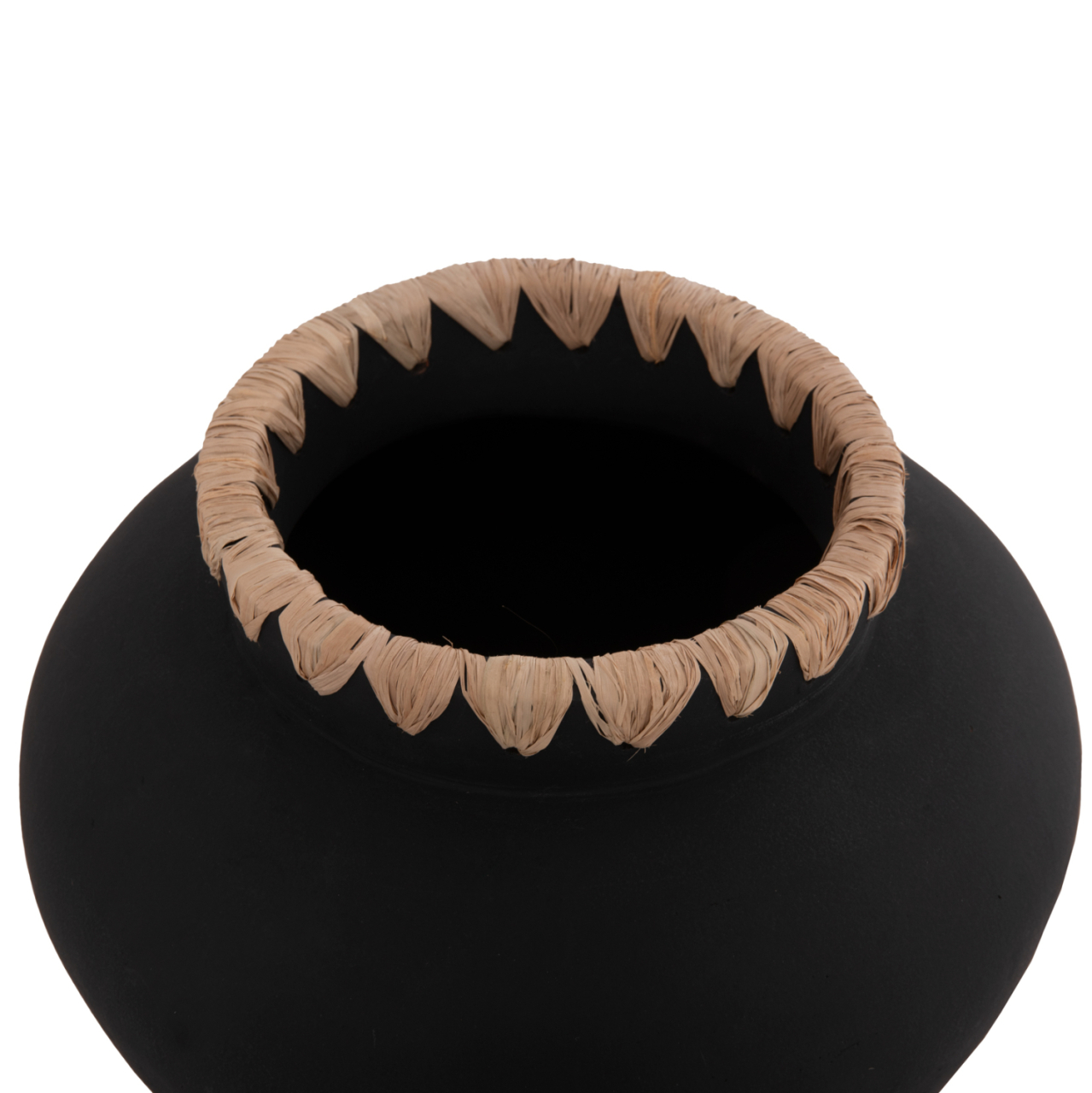 DECORATIVE VASE RENTON(L) HM4370 TERRACOTTA IN BLACK-STRAW WEAVING ON THE RIM Φ32x26.5Hcm. [5]
