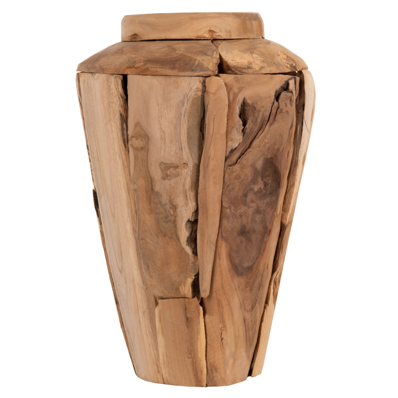 DECORATIVE VASE ZENIA HM7918 RECYCLED PIECES OF TEAK WOOD IN NATURAL COLOR Φ20x40Hcm. [3]