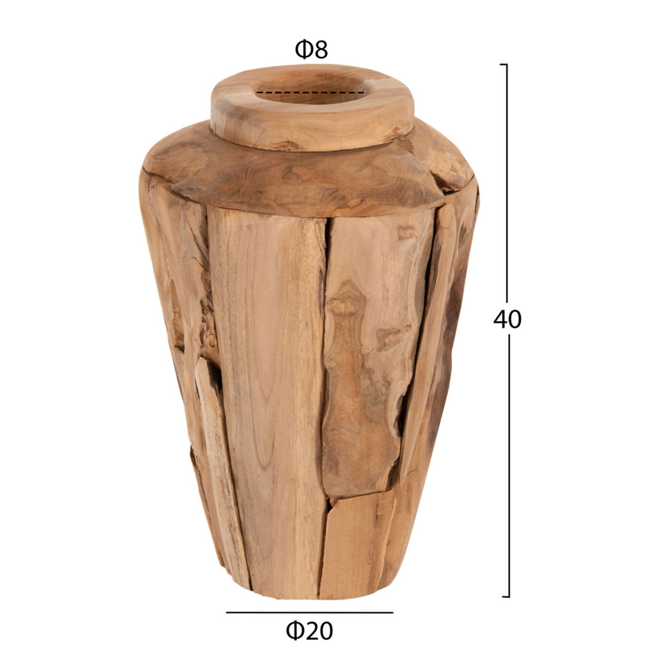 DECORATIVE VASE ZENIA HM7918 RECYCLED PIECES OF TEAK WOOD IN NATURAL COLOR Φ20x40Hcm. [2]