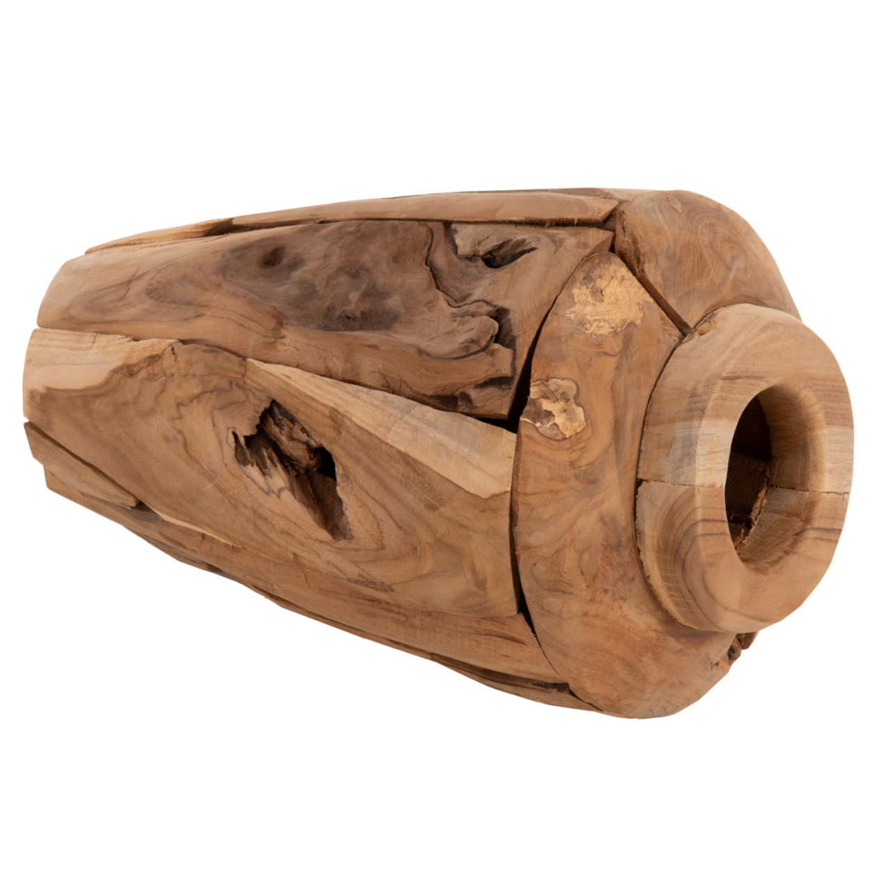 DECORATIVE VASE ZENIA HM7918 RECYCLED PIECES OF TEAK WOOD IN NATURAL COLOR Φ20x40Hcm. [4]