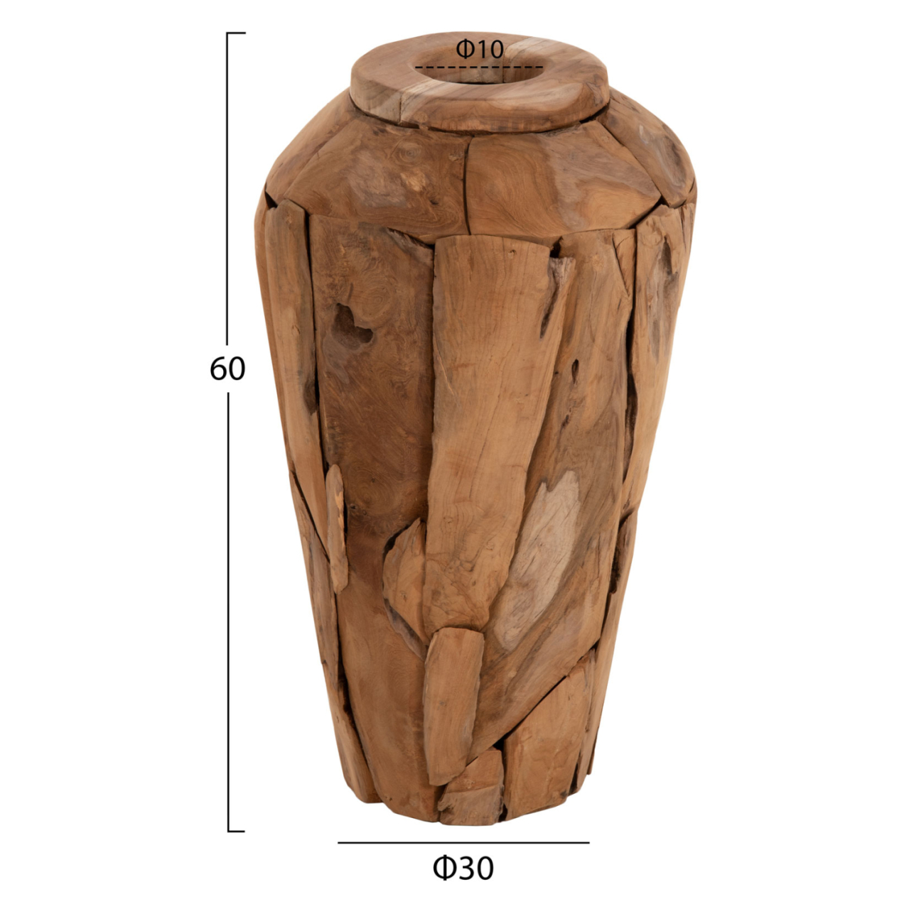 DECORATIVE VASE ZENIA HM7919 RECYCLED PIECES OF TEAK WOOD IN NATURAL COLOR Φ30x60Hcm. [2]