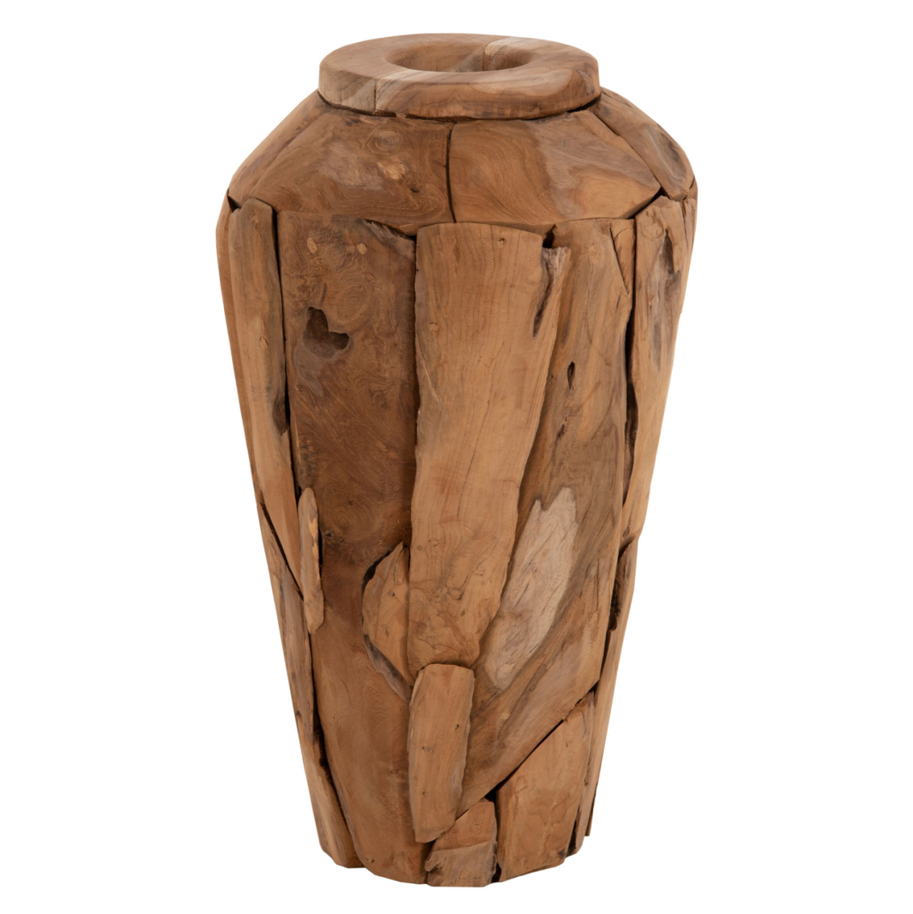 DECORATIVE VASE ZENIA HM7919 RECYCLED PIECES OF TEAK WOOD IN NATURAL COLOR Φ30x60Hcm. [3]