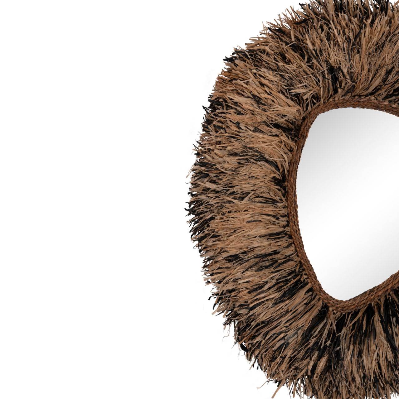 DECORATIVE WALL MIRROR GRESSO HM4712 BANANA FIBERS IN NATURAL-BLACK 90x100Hcm. [5]