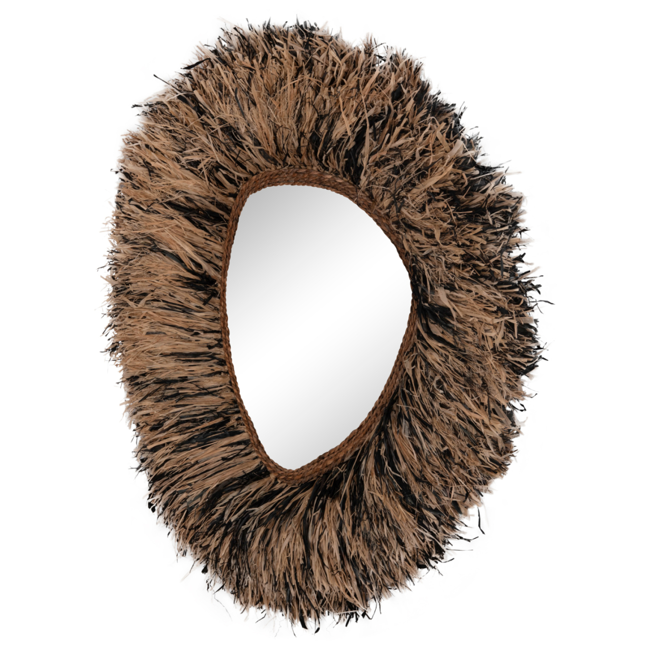 DECORATIVE WALL MIRROR GRESSO HM4712 BANANA FIBERS IN NATURAL-BLACK 90x100Hcm. [7]