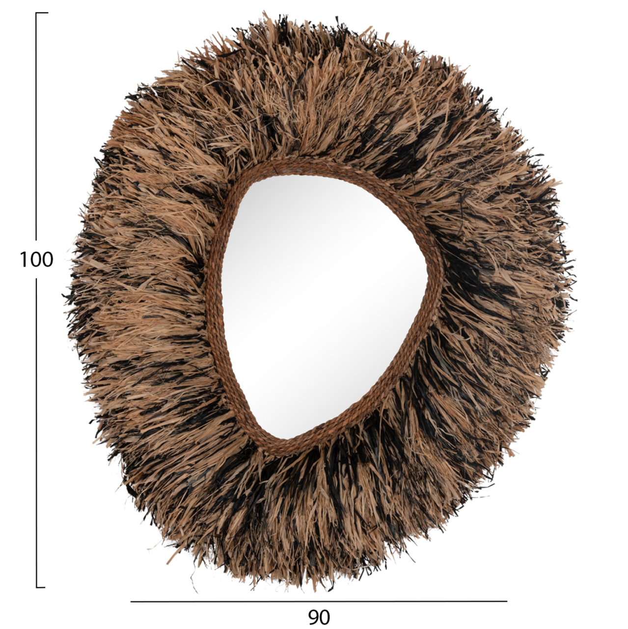 DECORATIVE WALL MIRROR GRESSO HM4712 BANANA FIBERS IN NATURAL-BLACK 90x100Hcm. [2]