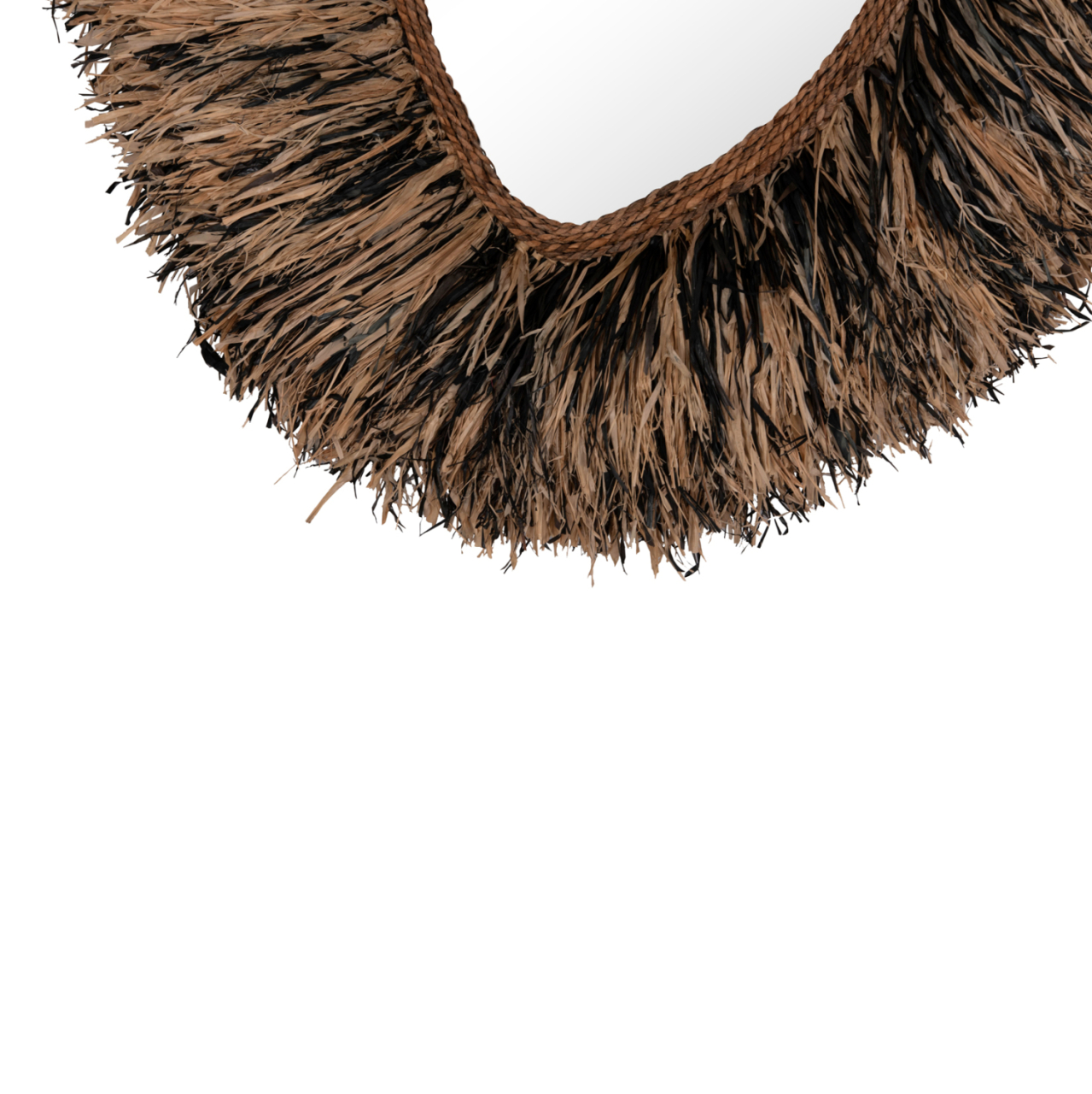 DECORATIVE WALL MIRROR GRESSO HM4712 BANANA FIBERS IN NATURAL-BLACK 90x100Hcm. [4]