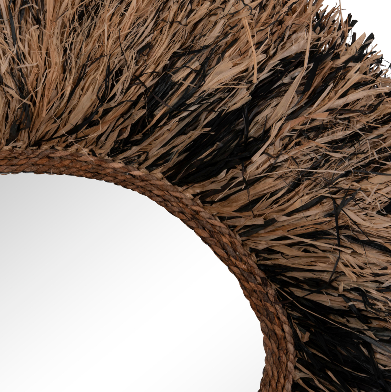 DECORATIVE WALL MIRROR GRESSO HM4712 BANANA FIBERS IN NATURAL-BLACK 90x100Hcm. [6]