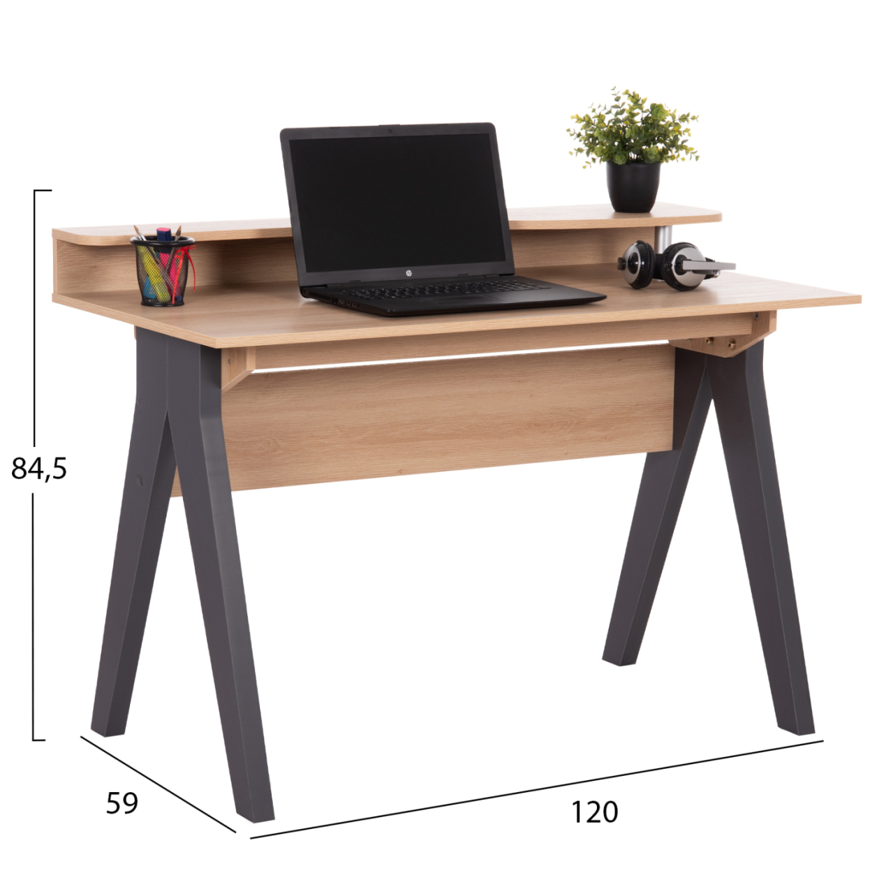 DESK KRONEL HM18293 MELAMINE IN SONAMA-GREY 120x59x84.5Hcm. [2]