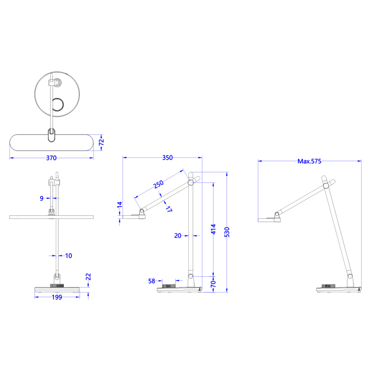DESK LAMP LED BLAIN PRO HM4446.08 ABS BASE AND ALUMINUM ARMS IN SILVER 57,5x53Hcm. [2]