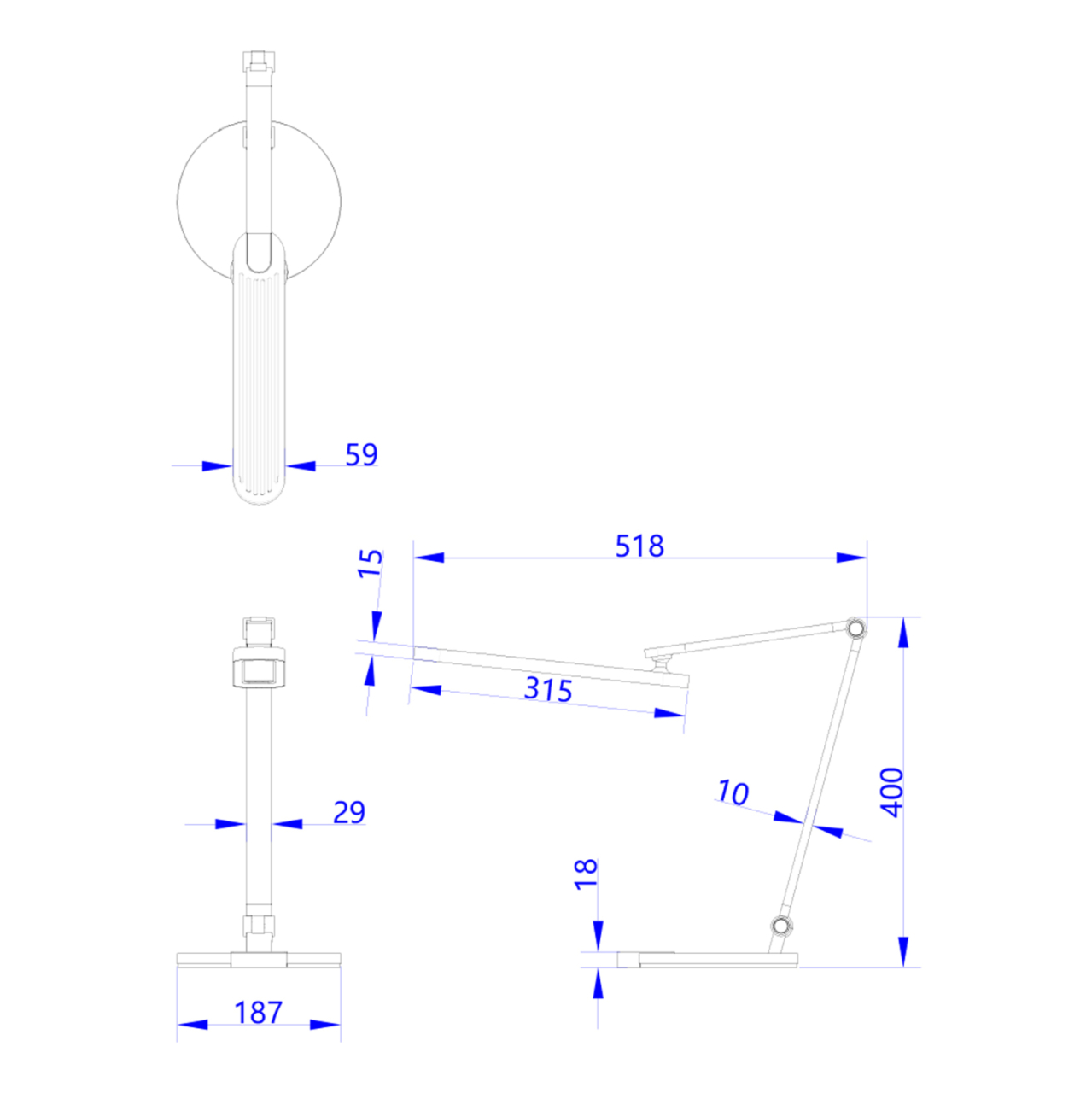 DESK LAMP LED BLAIN PRO HM4454.01 ABS BASE IN WHITE-GREY ALUMINUM ARMS 51,8x40Hcm. [2]