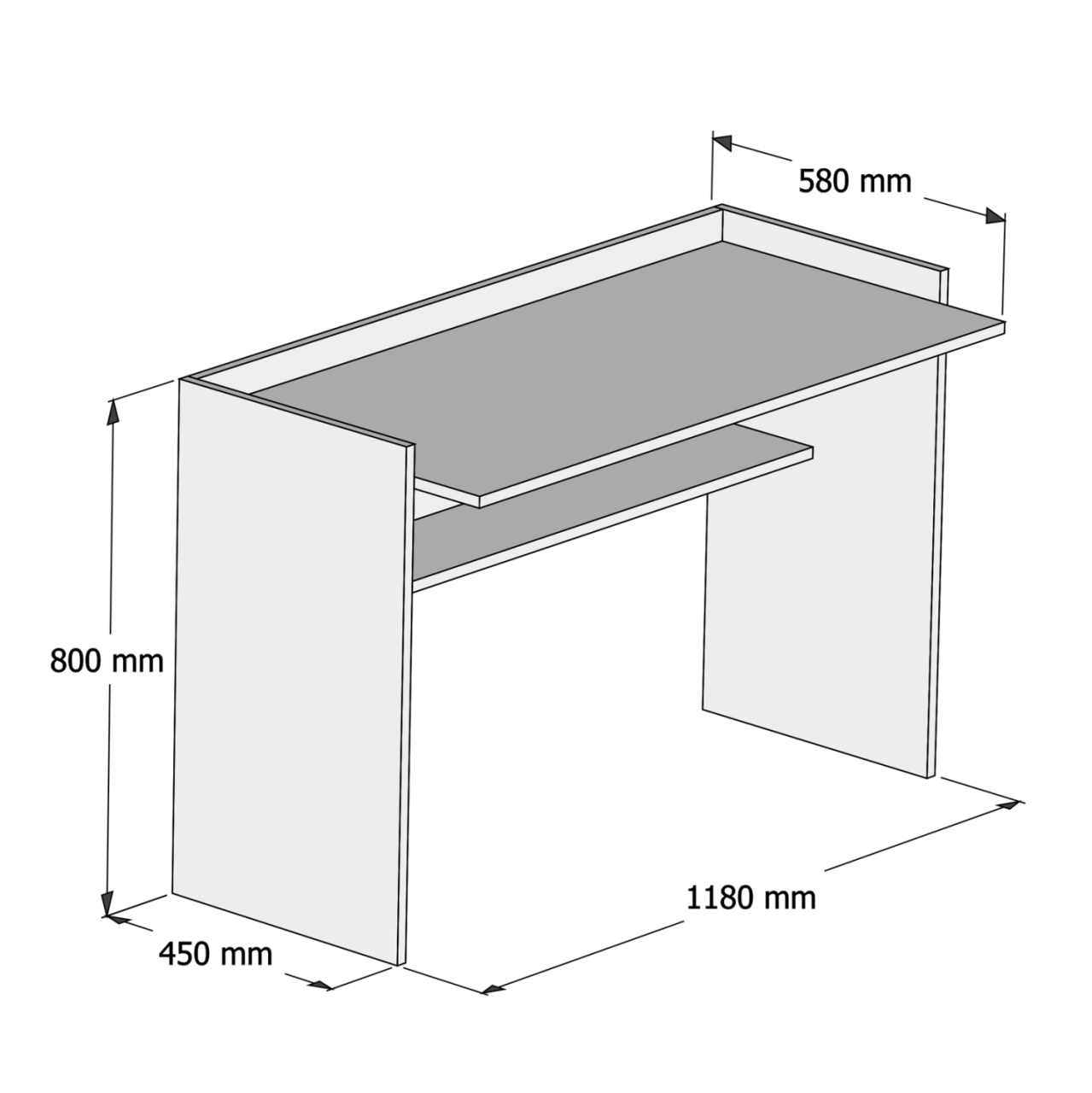 DESK MELAMINE GREY-WHITE 118x58x80Hcm.HM9227.13 [2]
