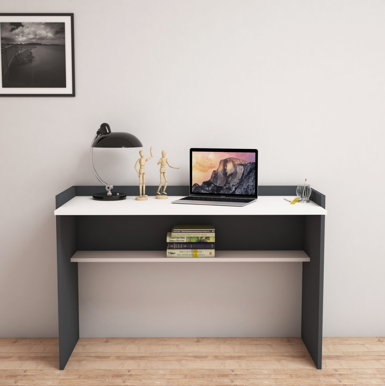 DESK MELAMINE GREY-WHITE 118x58x80Hcm.HM9227.13 [3]