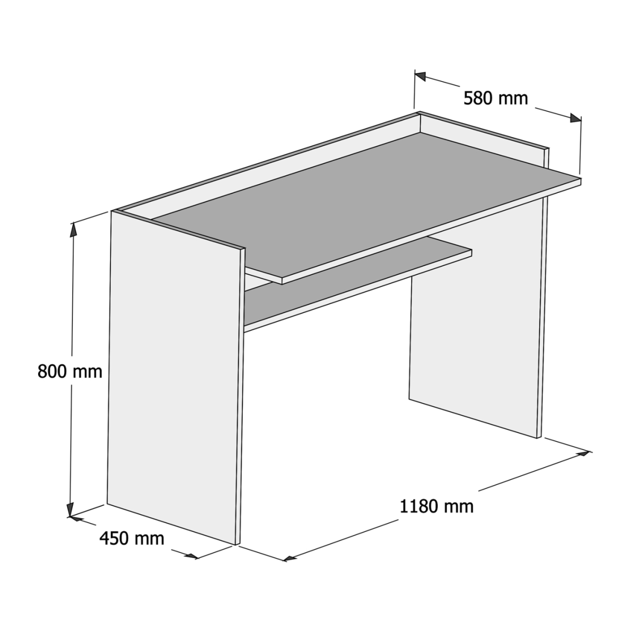 DESK MELAMINE SONOMA WHITE 118x58x80Hcm.HM9227.12 [2]