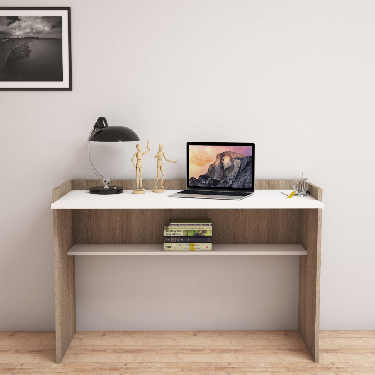 DESK MELAMINE SONOMA WHITE 118x58x80Hcm.HM9227.12 [3]