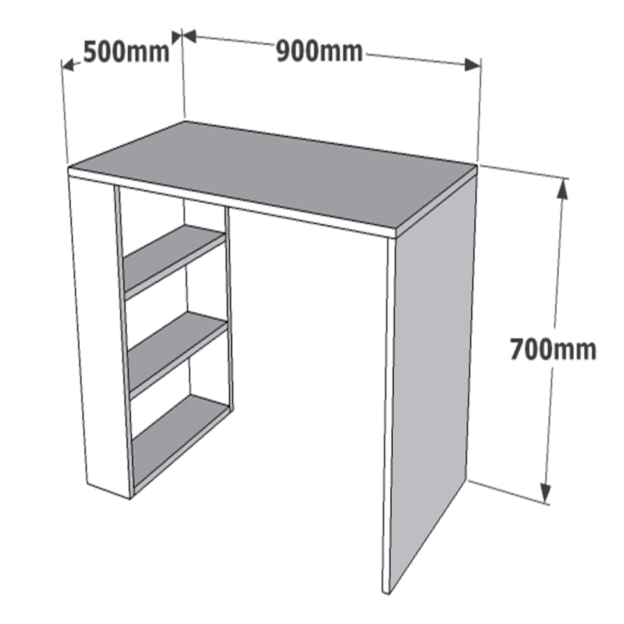 Desk office melamine in white color HM8884.01 90x50x70 cm. [3]