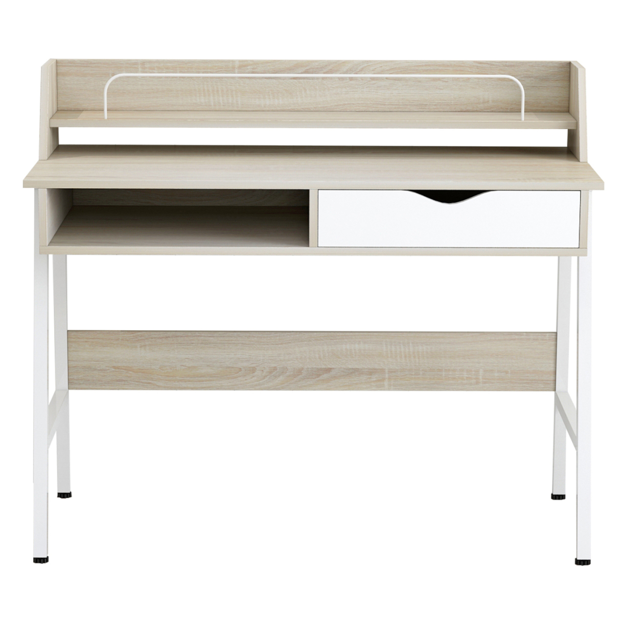 DESK OLIVIER HM2129.01 MELAMINE IN SONAMA AND WHITE-WHITE METAL FRAME 104Χ48Χ89Hcm. [2]