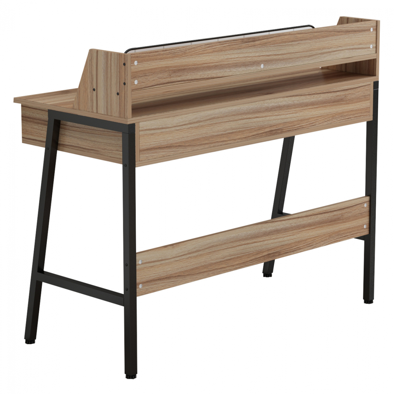DESK OLIVIER HM2129.02 MELAMINE IN WALNUT AND BLACK-BLACK METAL FRAME 104Χ48Χ89Hcm. [4]
