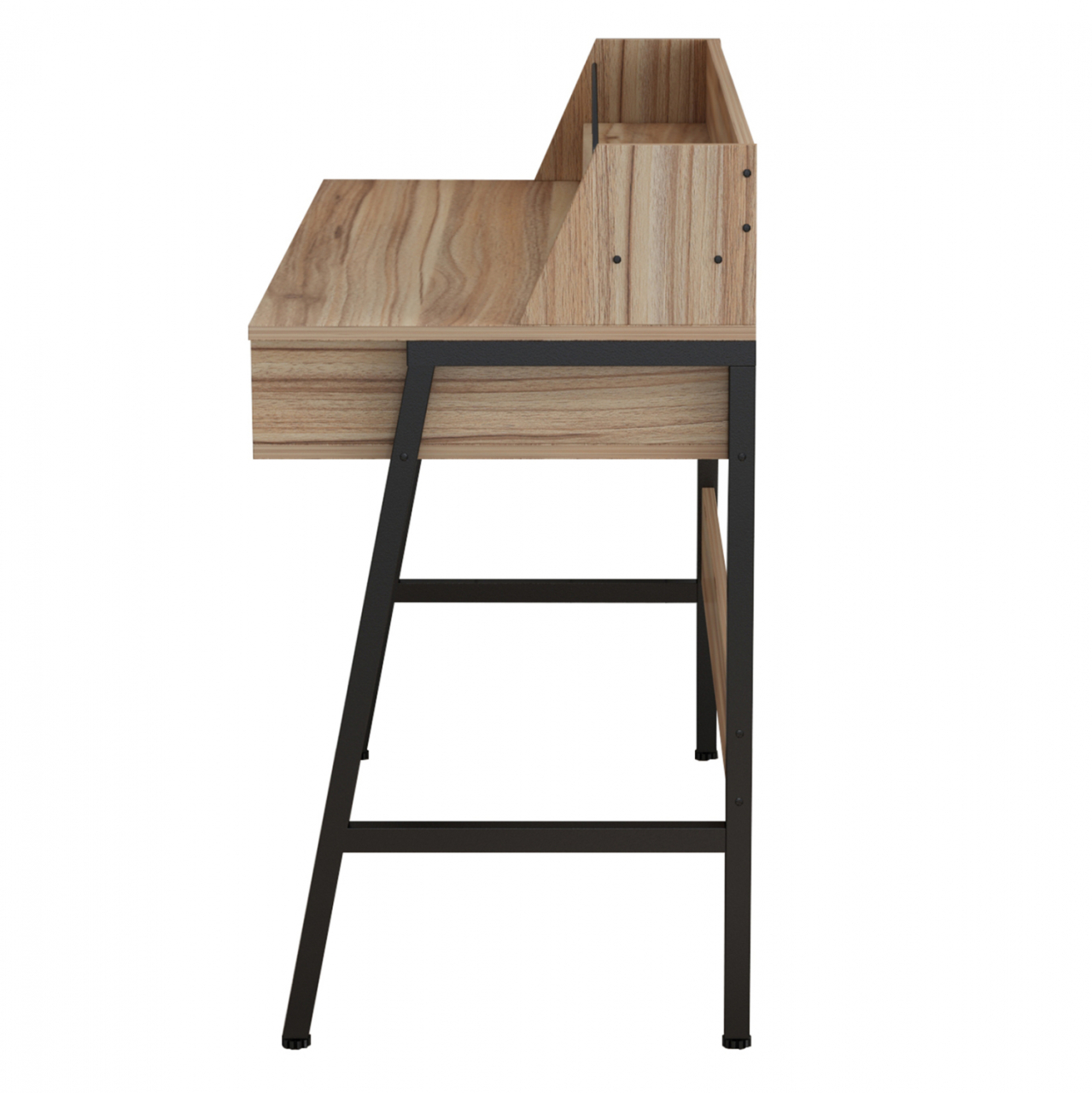 DESK OLIVIER HM2129.02 MELAMINE IN WALNUT AND BLACK-BLACK METAL FRAME 104Χ48Χ89Hcm. [3]