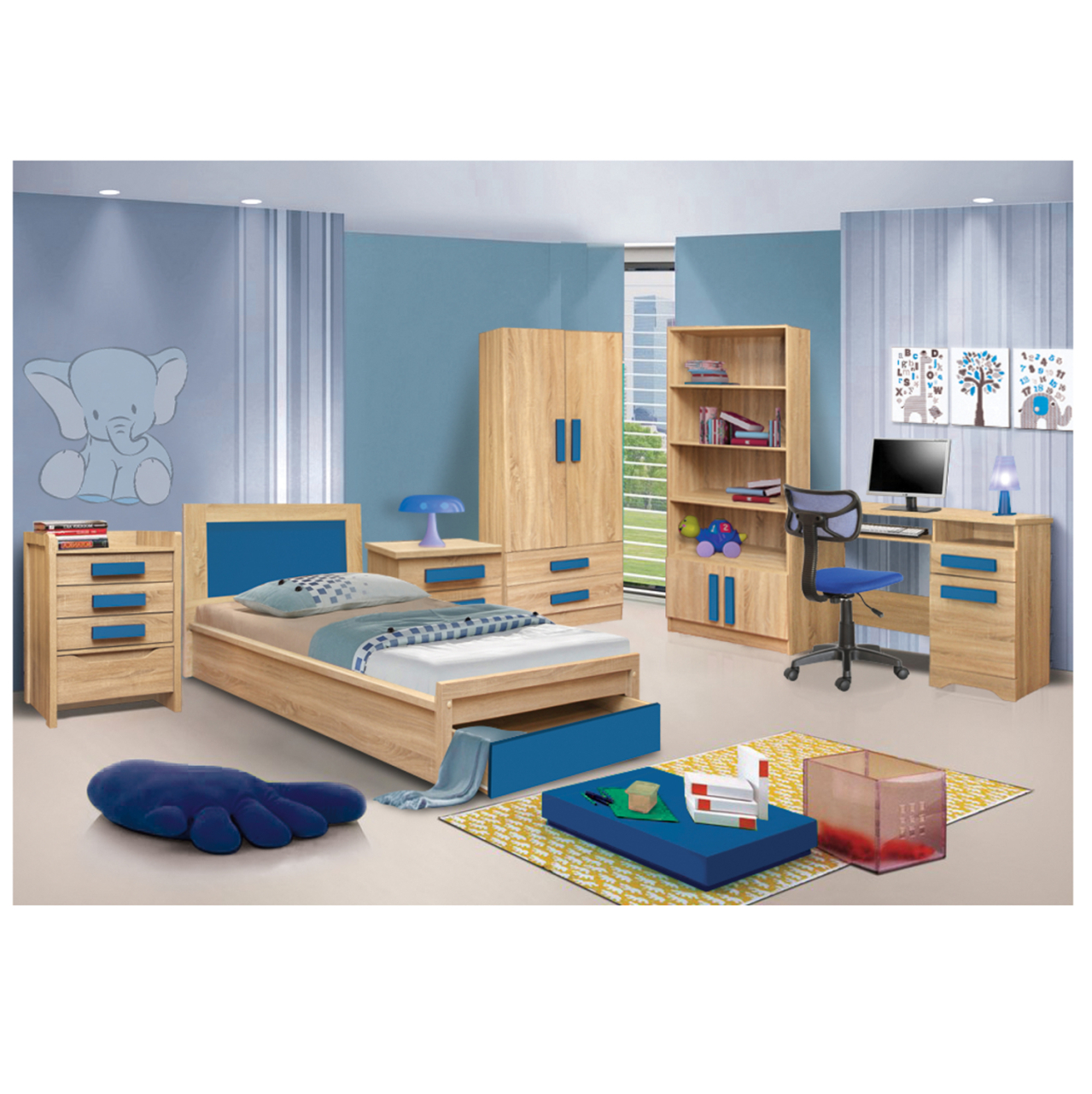 Desk Playroom Sonama-Blue Handles HM11154.01 110X55X76.5 [7]
