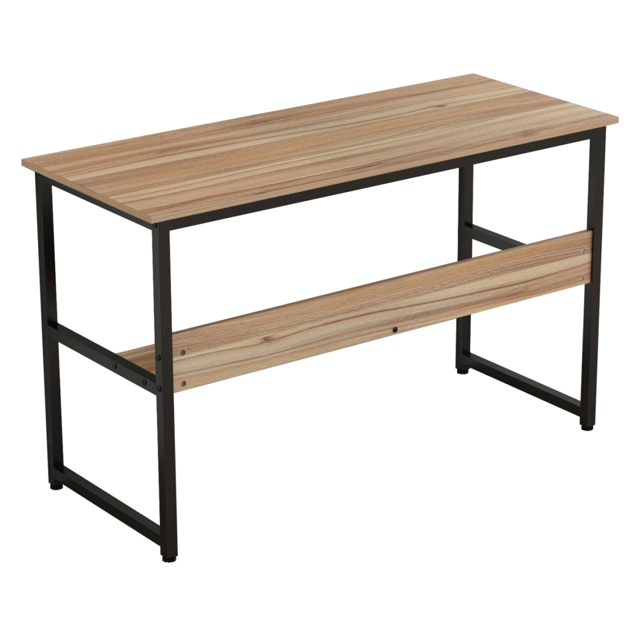 DESK PORTIS HM2131.02 MELAMINE IN WALNUT WITH BLACK METAL FRAME 120X50X75cm. [4]