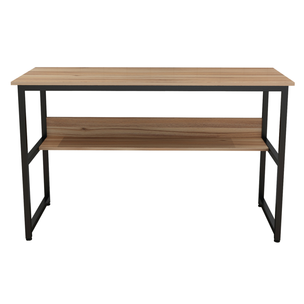 DESK PORTIS HM2131.02 MELAMINE IN WALNUT WITH BLACK METAL FRAME 120X50X75cm. [2]