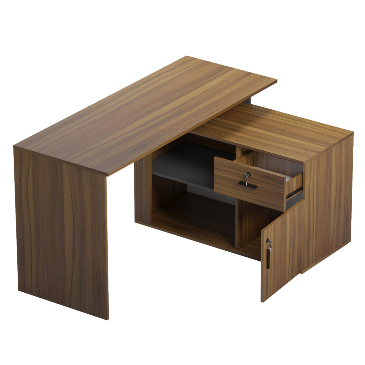 DESK RIGHT CORNER CARNET HM18384.03 MELAMINE IN WALNUT/GREY 138x102x75Hcm. [7]
