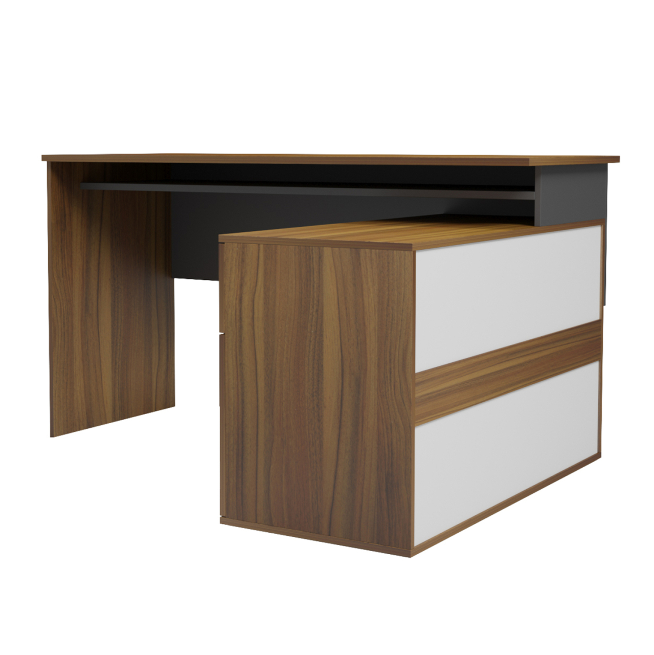 DESK RIGHT CORNER CARNET HM18384.03 MELAMINE IN WALNUT/GREY 138x102x75Hcm. [4]