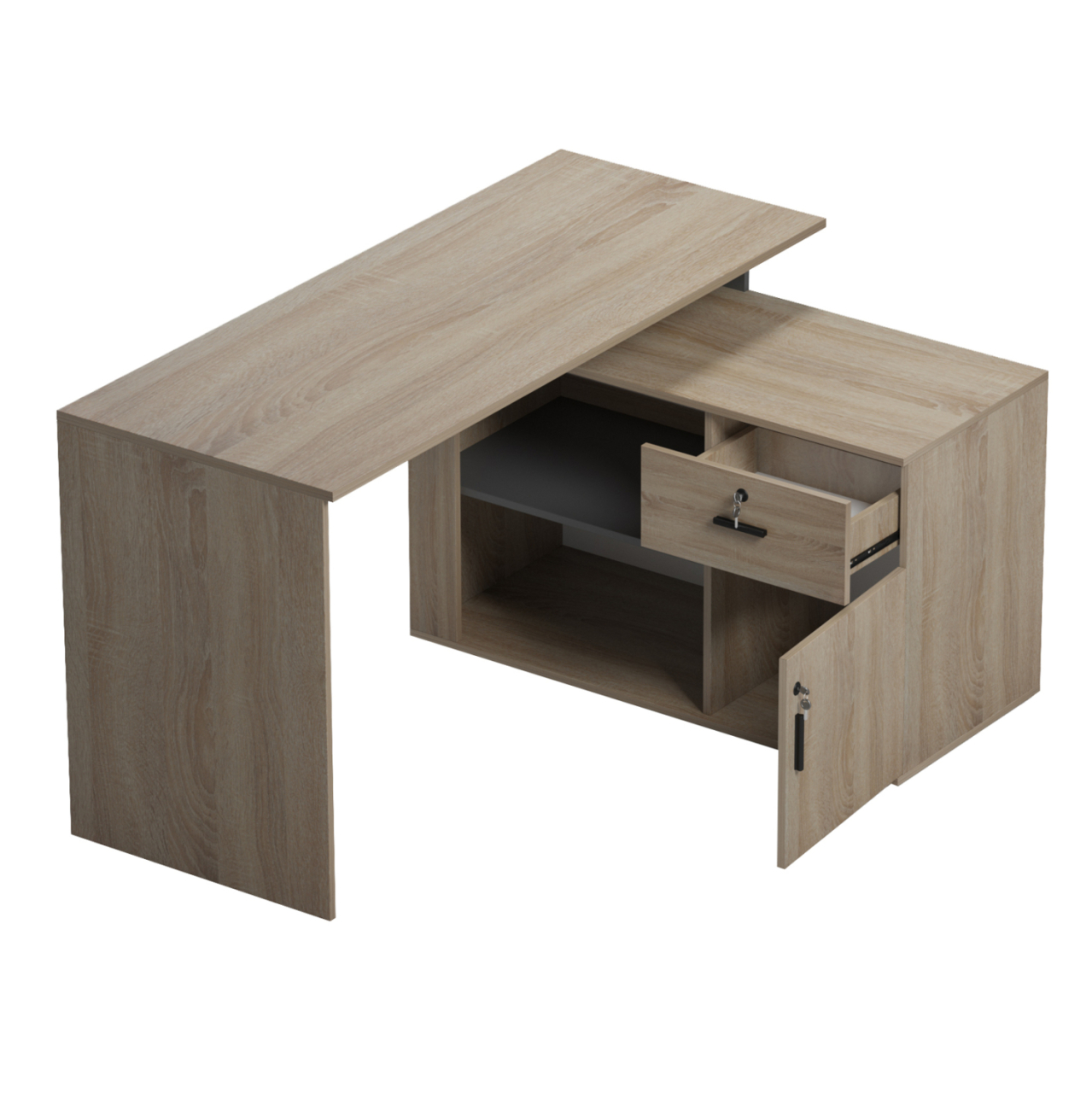 DESK RIGHT CORNER CARNET HM18384.13 MELAMINE IN SONAMA/GREY 138x102x75Hcm. [6]