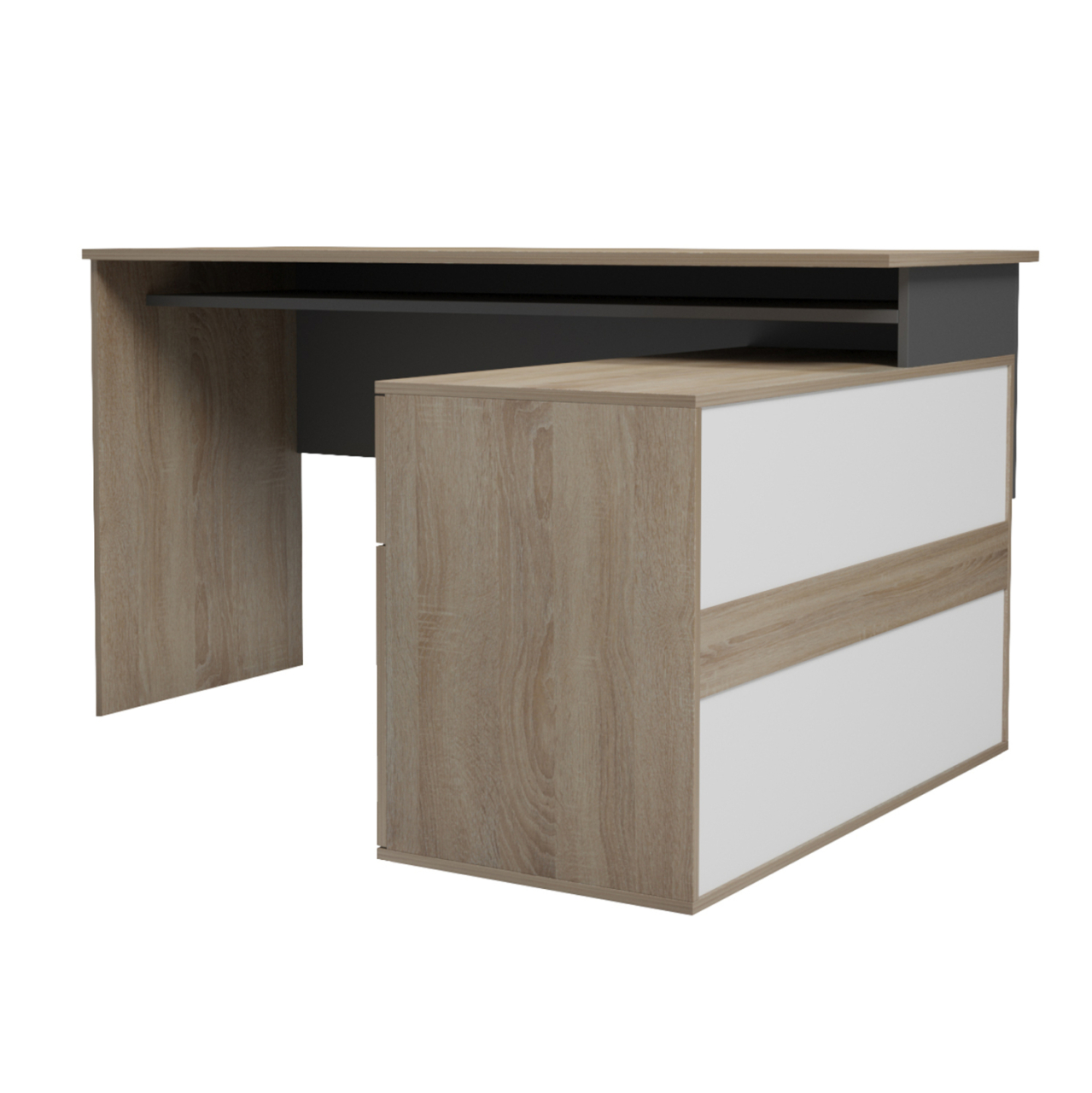 DESK RIGHT CORNER CARNET HM18384.13 MELAMINE IN SONAMA/GREY 138x102x75Hcm. [4]