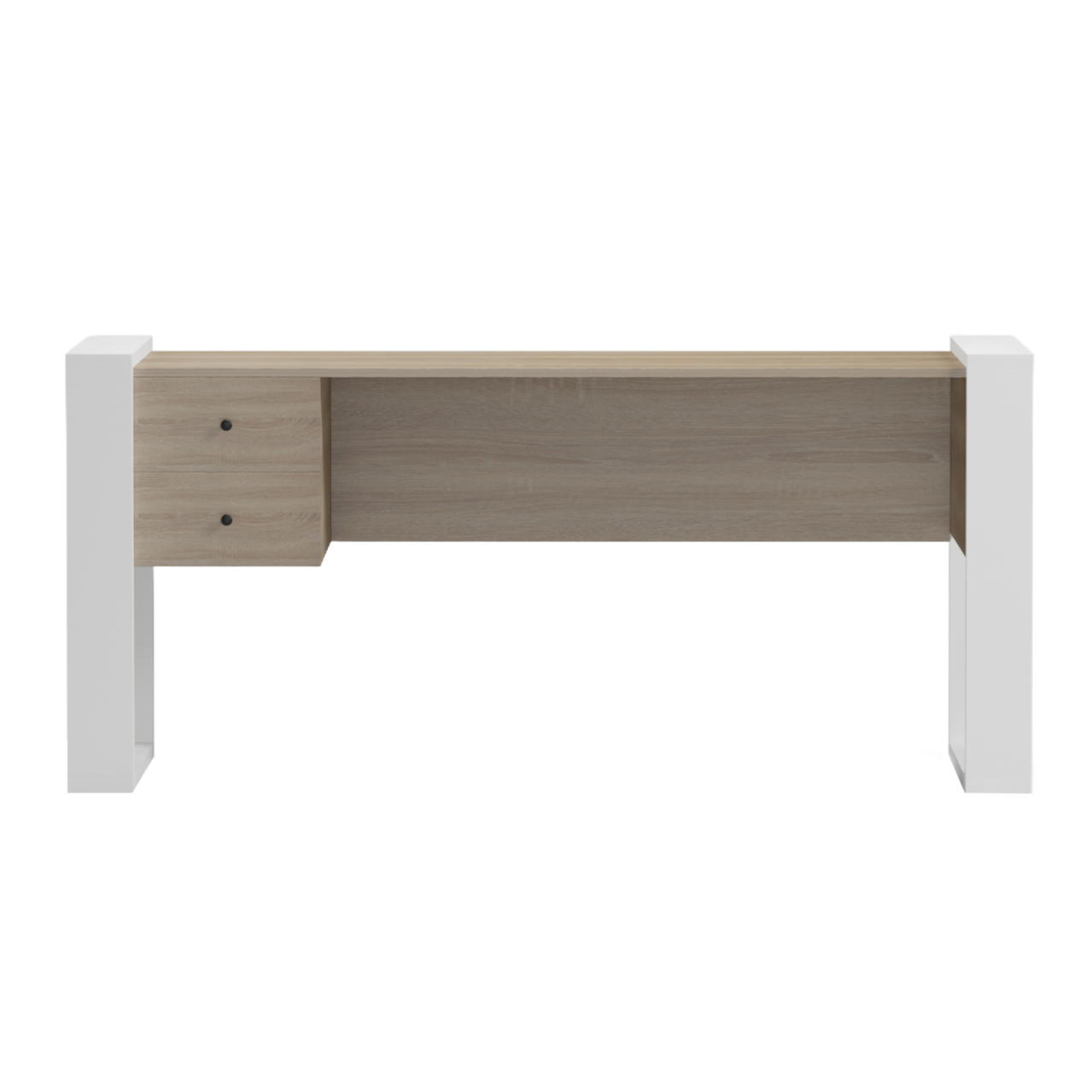 DESK WITH 2 DRAWERS TONTEL HM2157.01 MELAMINE IN SONAMA--WHITE LEGS 160x60x73Hcm. [3]