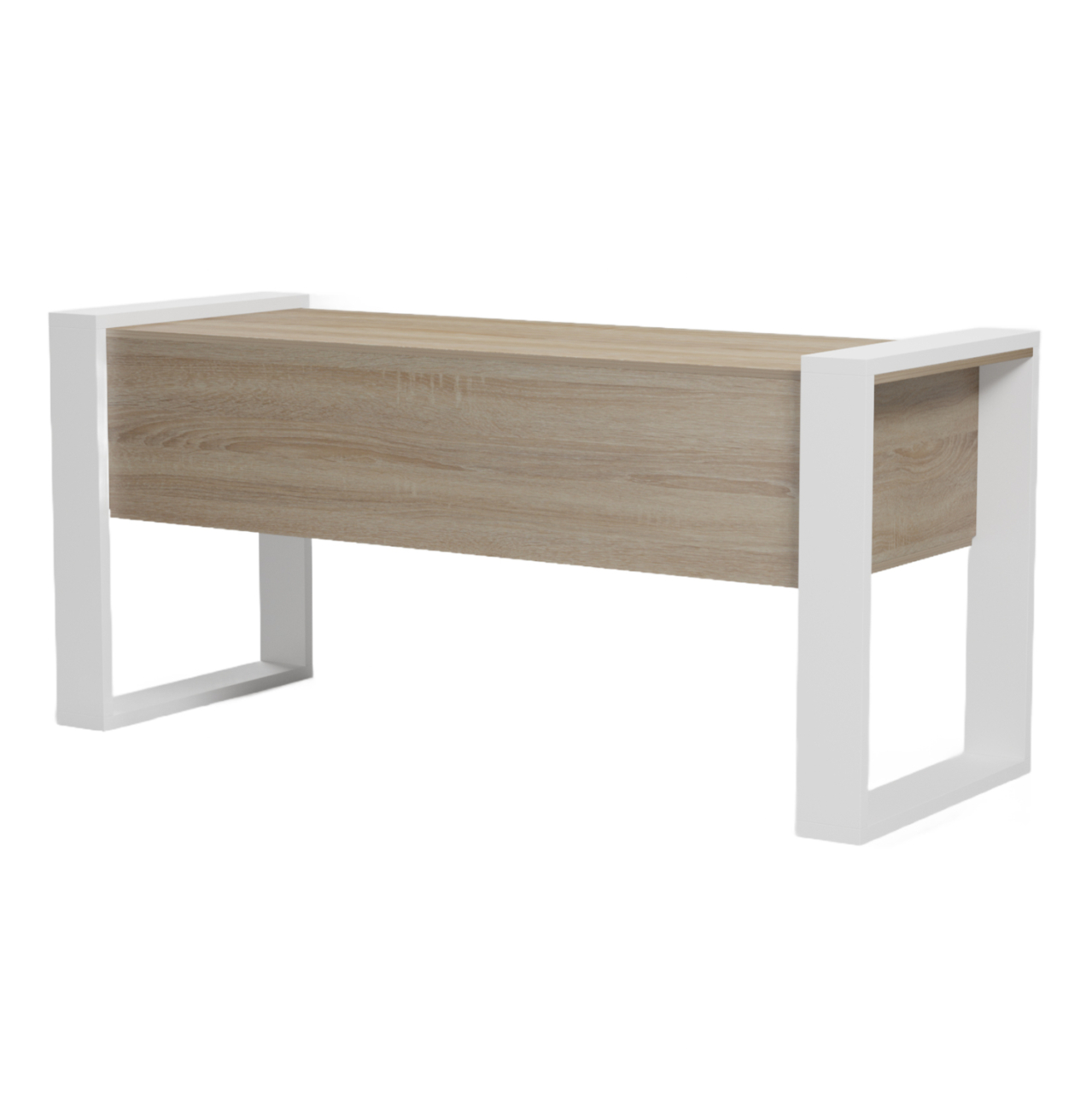 DESK WITH 2 DRAWERS TONTEL HM2157.01 MELAMINE IN SONAMA--WHITE LEGS 160x60x73Hcm. [5]
