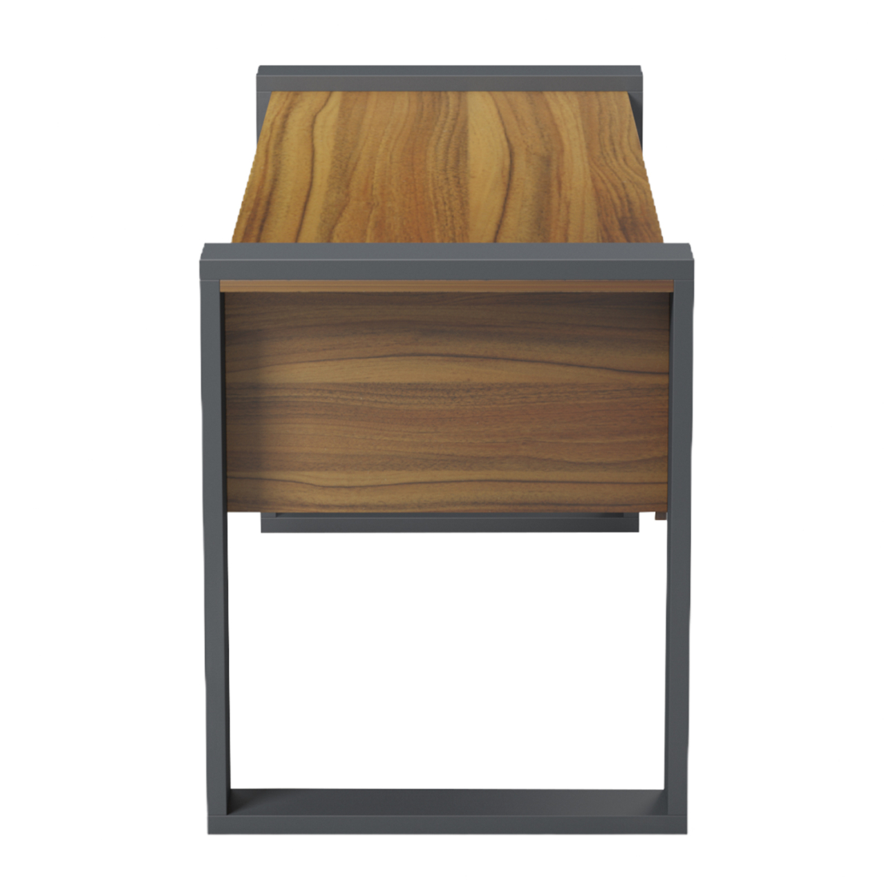 DESK WITH 2 DRAWERS TONTEL HM2157.03 MELAMINE IN WALNUT--GREY LEGS 160x60x73Hcm. [4]
